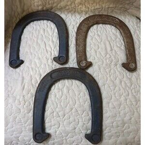Vintage Royal Pierre Morel Forged Steel Horseshoes Lot of 3 Cast Iron Lucky